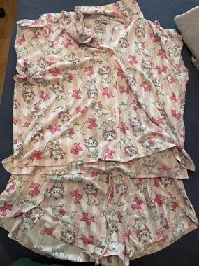 Disney Pink Marie Cat Striped Short Pajama Set